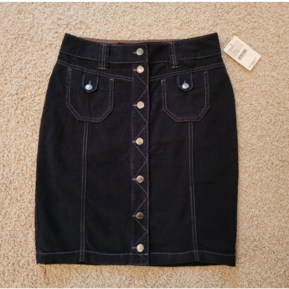 Free People Corduroy Skirt Black Size 2 NWT